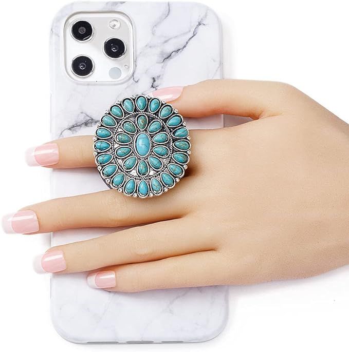 Turquoise Western Phone Grip Teal Marble Stone Phone Holder UYH6 | Amazon (US)