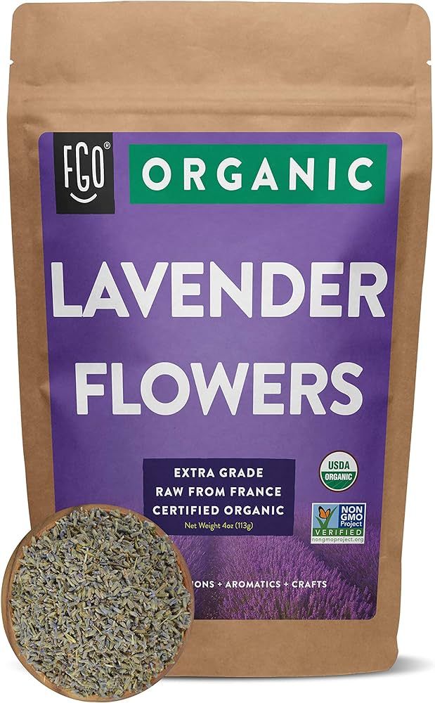 FGO Organic Dried Lavender Flowers, 100% Raw From France, 4oz (Pack of 1) | Amazon (US)