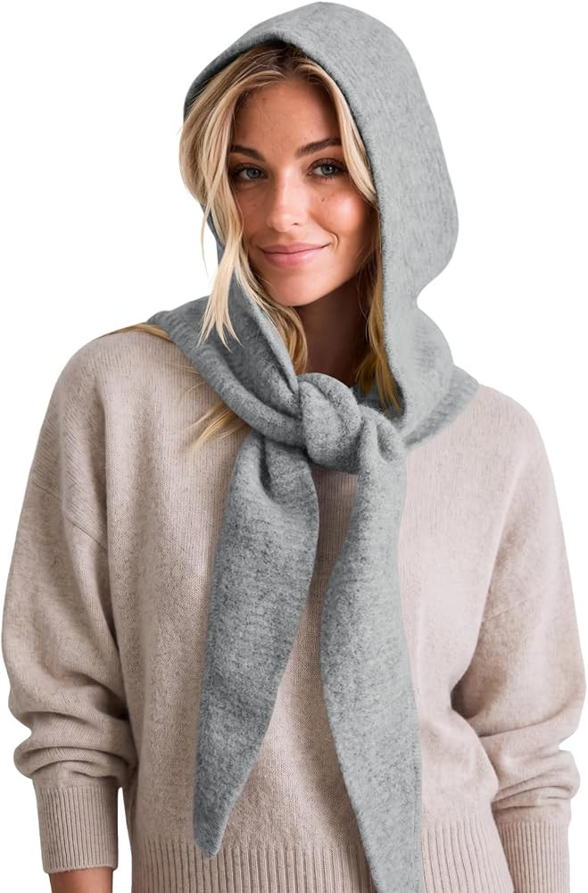 Saodimallsu Womens Balaclava Beanie 2 in 1 Soft Knit Hooded Scarf Hats Fall Winter Neck Warmer Be... | Amazon (US)