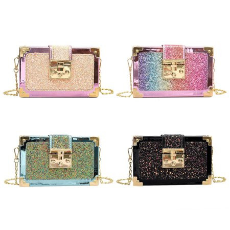 YFMHA Fashion Gradient Color Sequins Shoulder Bags Women Chain Clutch (Black) | Walmart (US)