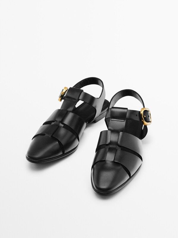 Leather cage sandals with buckle | Massimo Dutti (US)