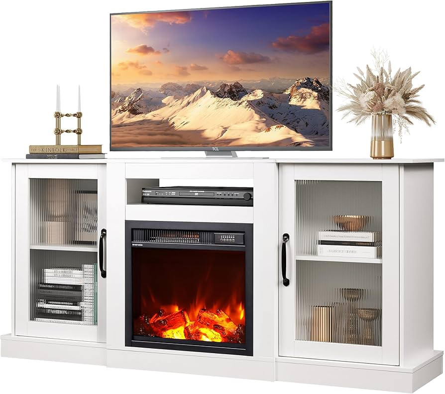 WLIVE Fireplace TV Stand for 65" TV, Entertainment Center with 18 Inch Electric Fireplace, TV Con... | Amazon (US)