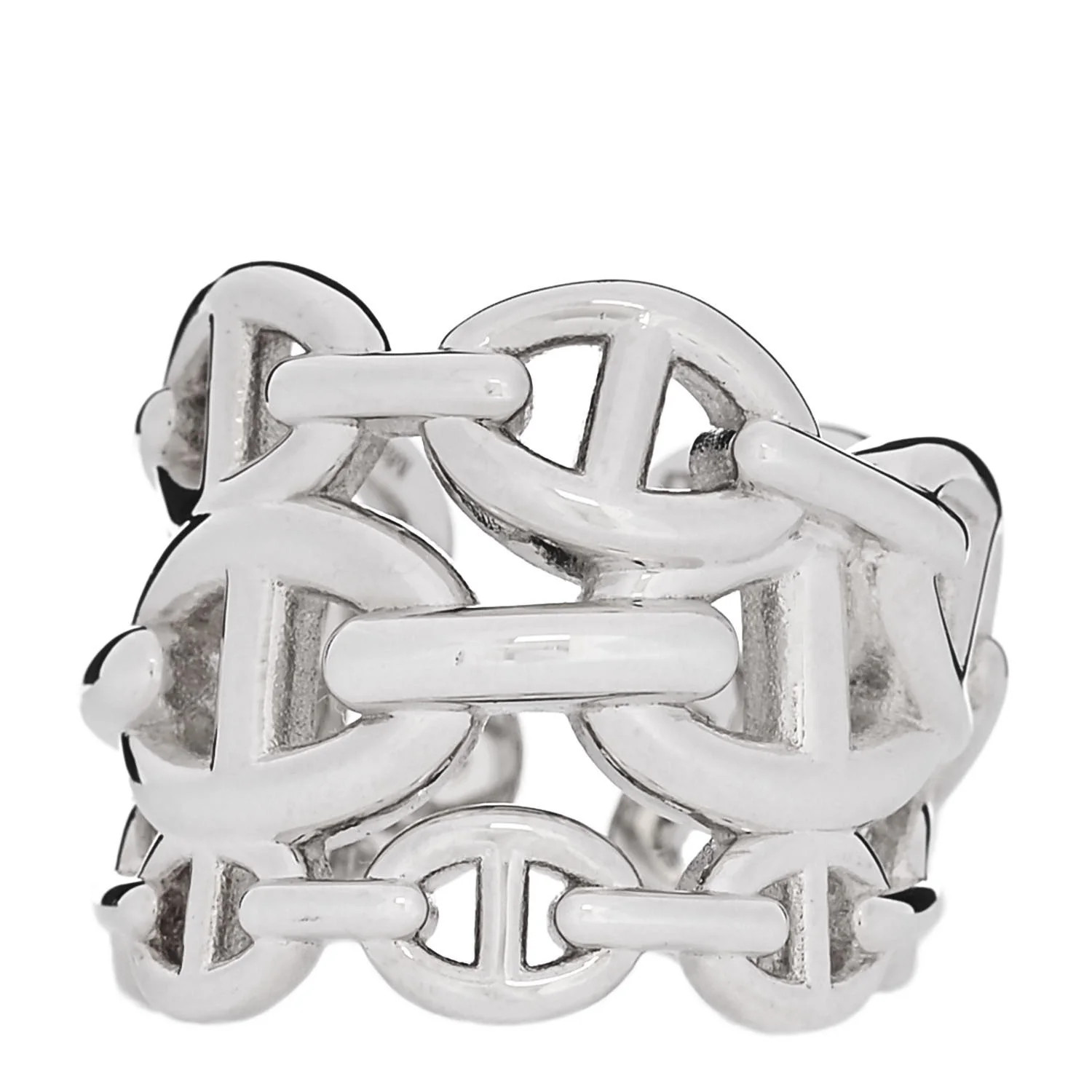 Hermes Sterling Silver GM Chaine d'ncre Enchainee Band Ring 51 5.75 1846911 | FASHIONPHILE (US)