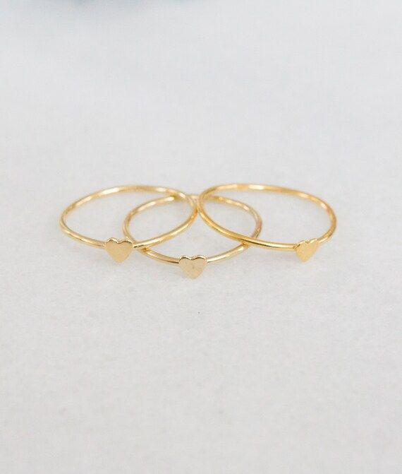 Thin, Heart, 14K Gold Fill Stacking Rings | Etsy (US)