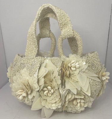 Handcrafted in India Cream Beaded Bag w/ Sea Shells + Floral Viral TikTok NEW | eBay US