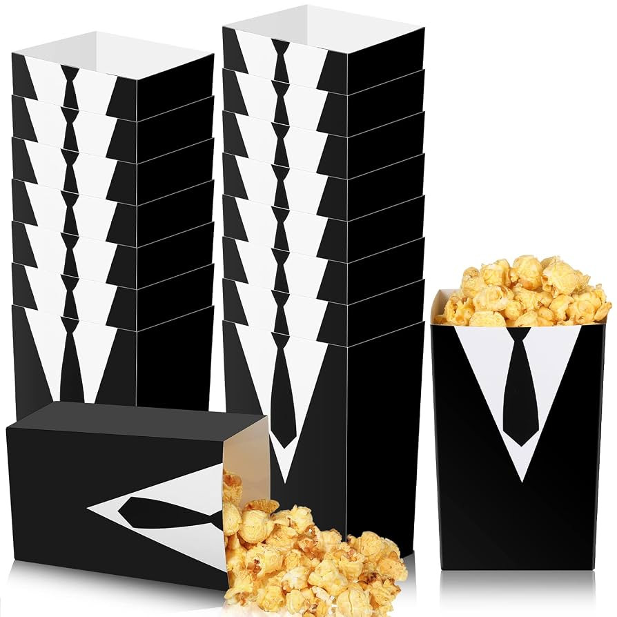 Irenare 24 Pieces Baby Tuxedo Popcorn Bags, Black Tie Shirt Pattern Snack Bags for Baby Party Sup... | Amazon (US)