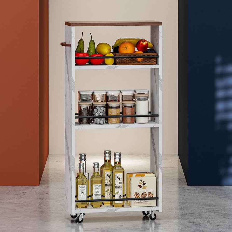 Slim Rolling Carts with Wheels - 3 Tier Narrow Rolling Storage Cart for Small Spaces, Perfect Sli... | Amazon (US)