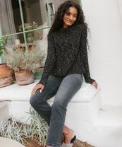 Recycled Cashmere Fisherman Sweater - Marled Black | Jenni Kayne | Jenni Kayne