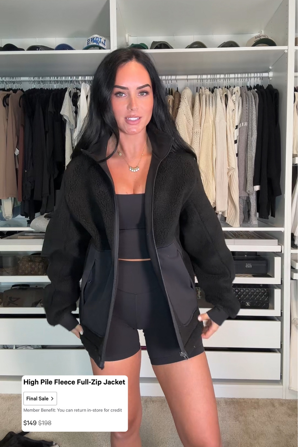 Size medium jacket, size small tank, size 4 shorts 

#LTKFindsUnder100 #LTKSaleAlert #LTKCyberWeek