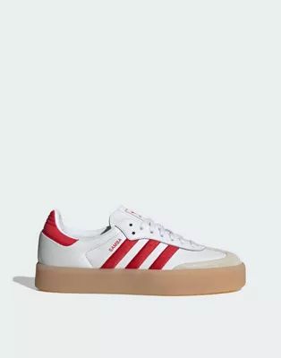 adidas Originals Sambae sneakers with gum sole in white and red | ASOS (Global)