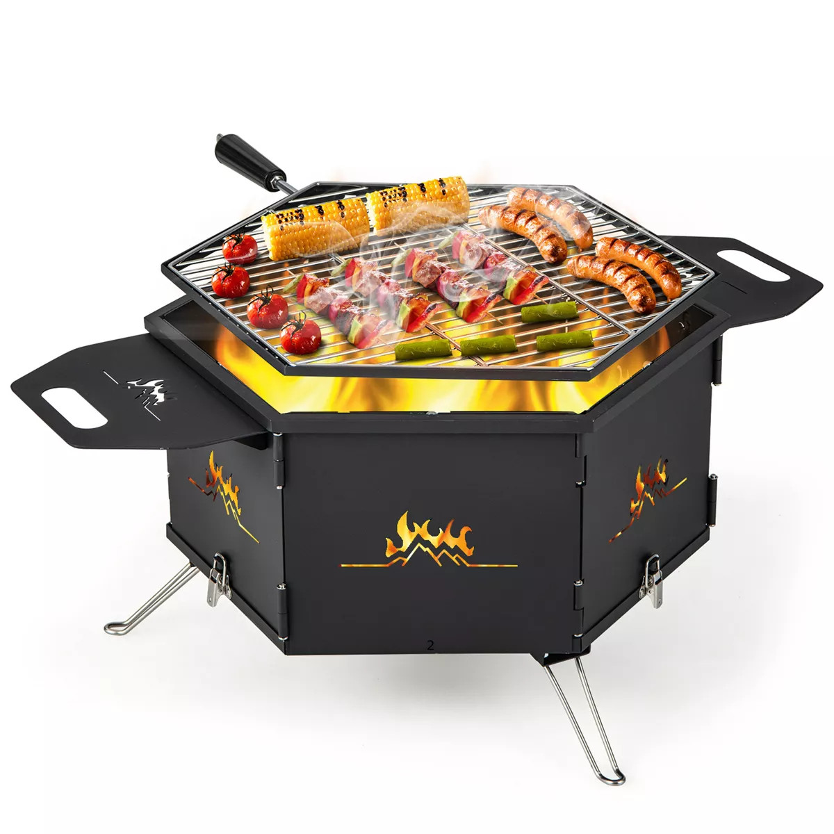Costway Portable Charcoal Grill Stove with 360° Rotatable Grill Foldable Body & Legs Black | Target