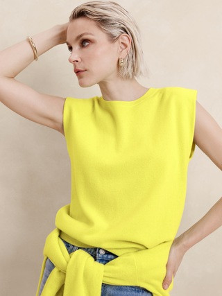 Cashmere Padded-Shoulder Top | Banana Republic (US)