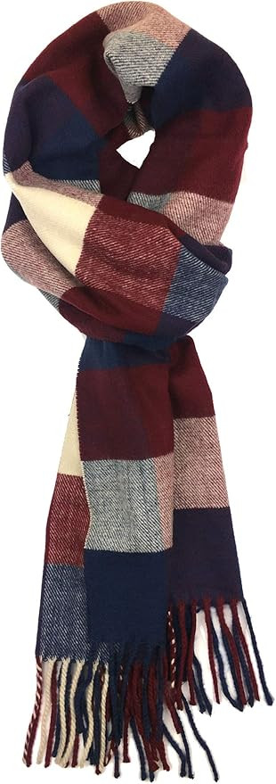 Plum Feathers Plaid Check and Solid Cashmere Feel Winter Scarf, Warm Scarfs, Cold Weather Accesso... | Amazon (US)