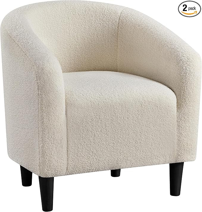 Yaheetech Accent Barrel Chair, Faux Fur Club Chair, Furry Sherpa Elegant and Cozy, Soft Padded Ar... | Amazon (US)