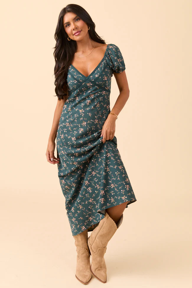 Marissa Teal Floral Maxi Dress SALE | Pink Lily