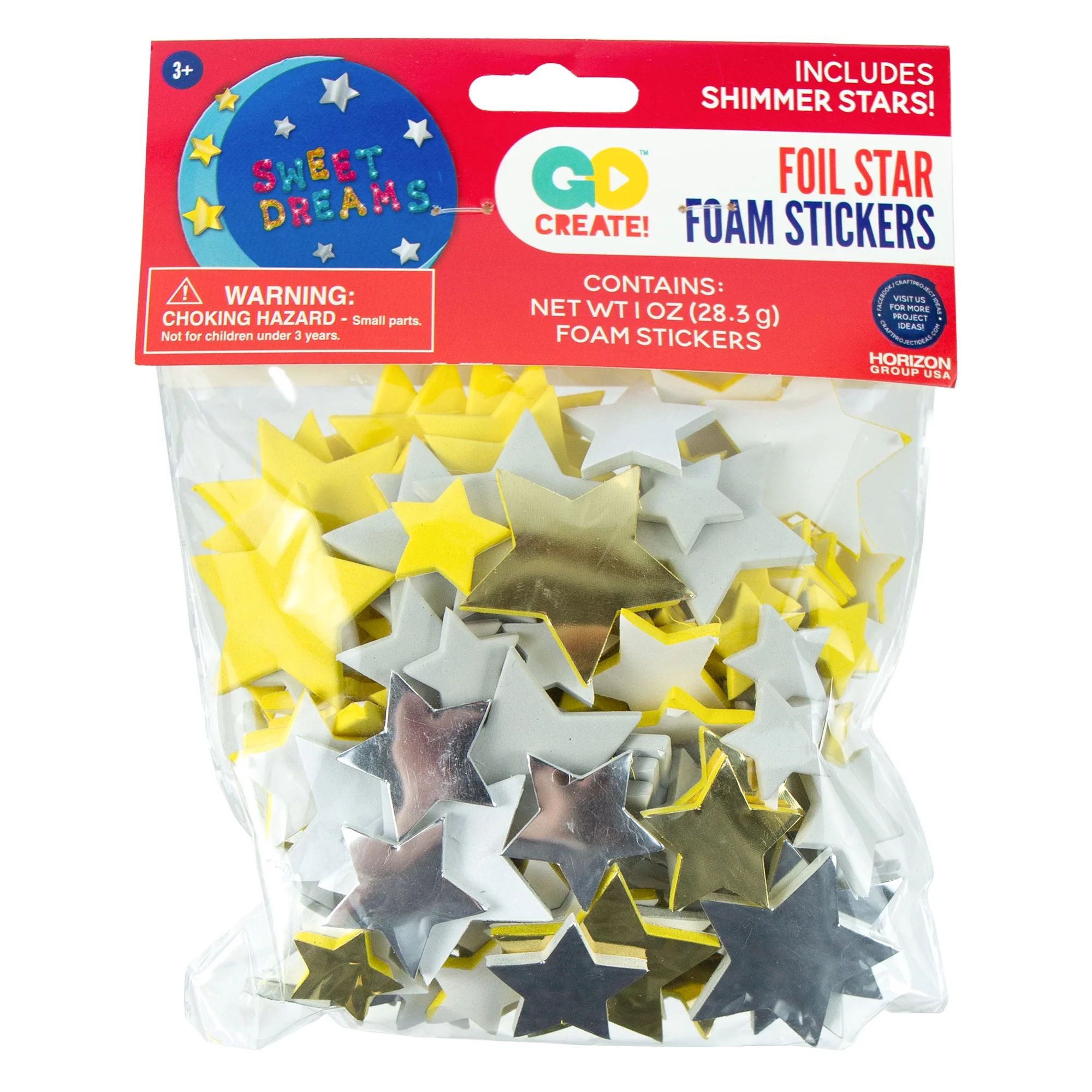 Horizon Group USA Foam Craft Foil Star Stickers | Walmart (US)