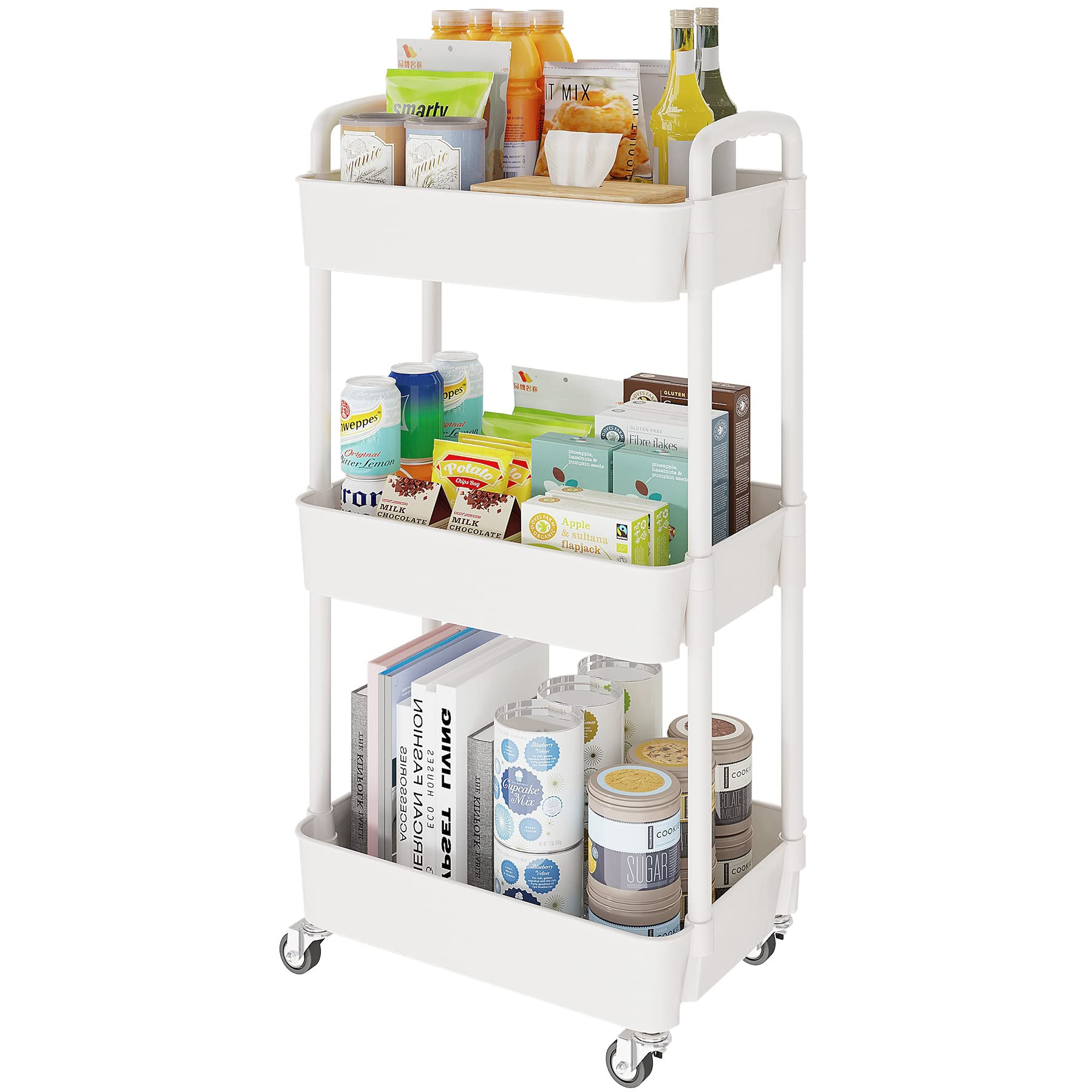 Laiensia 3-Tier Rolling Cart with Wheels,Multifunction Utility Storage carts, Kitchen Storage Org... | Amazon (US)