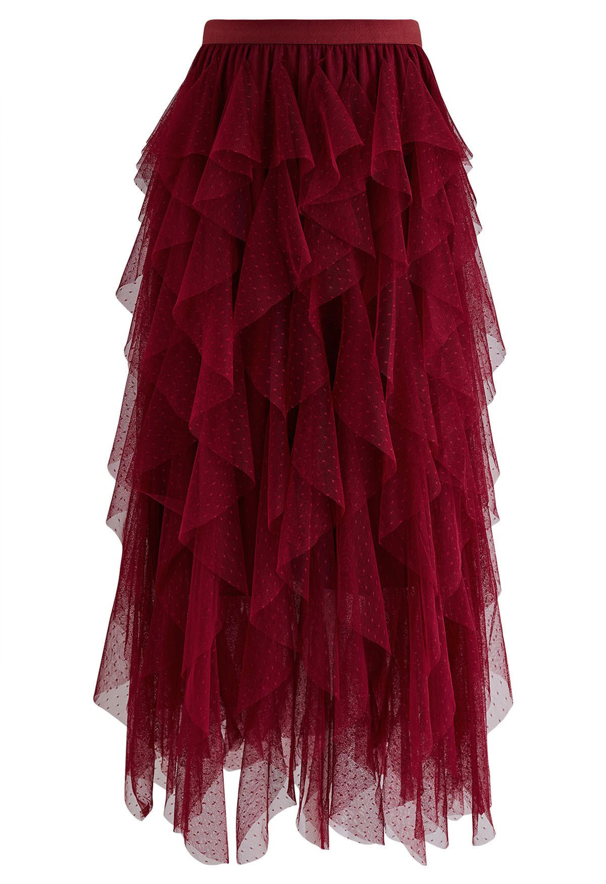 Dots Full Ruffled Tulle Skirt in Red | Chicwish