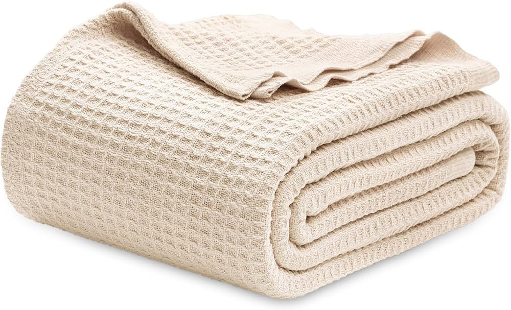 Bedsure 100% Cotton Blanket King Size for Bed - Waffle Weave Fall Blanket, Lightweight and Breath... | Amazon (US)