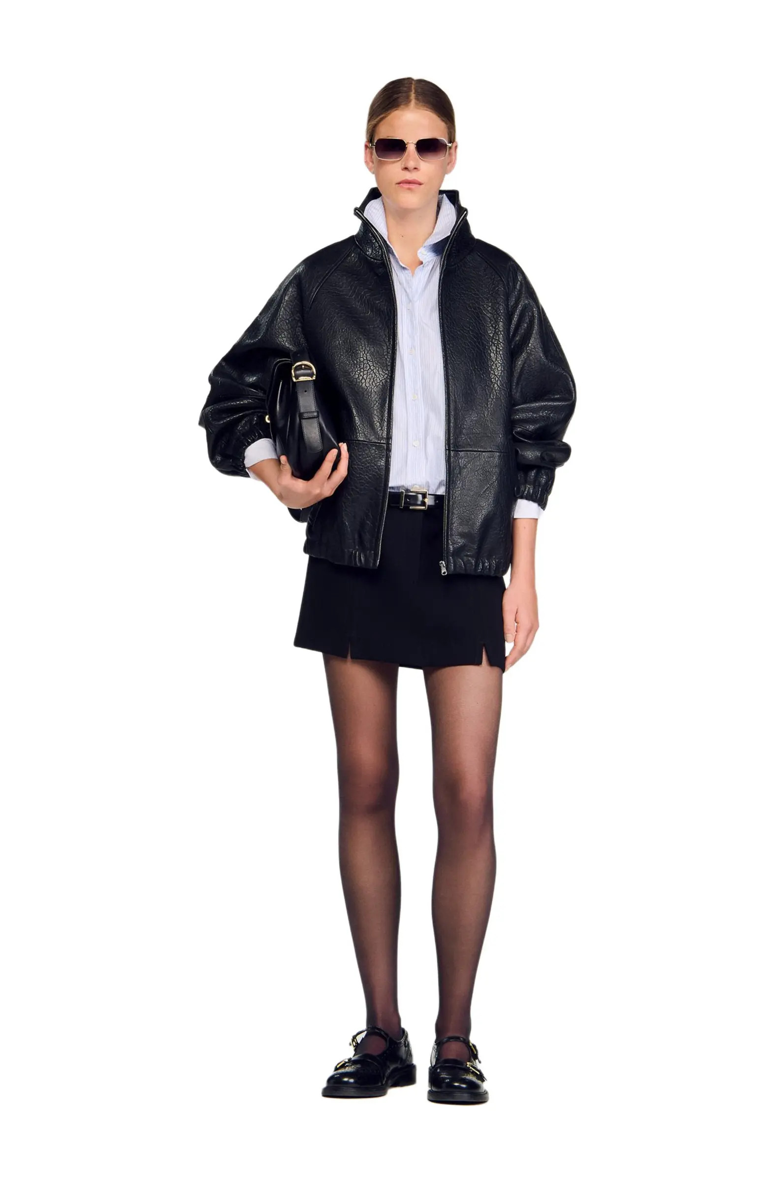 SANDRO Oversized leather jacket | Nordstrom | Nordstrom
