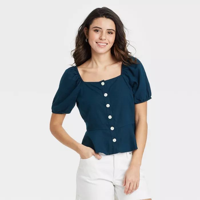 Women's Puff Short Sleeve Peplum Blouse - Universal Thread™ | Target