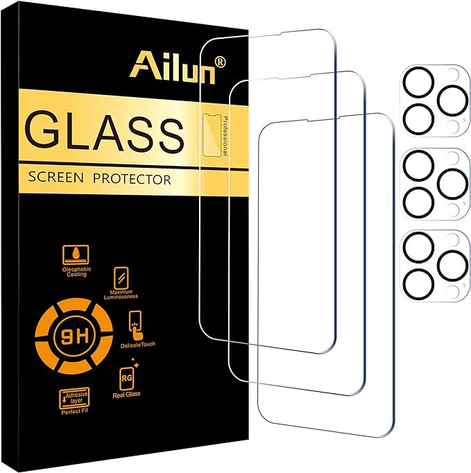 Ailun 3 Pack Screen Protector for iPhone 14 Pro Max[6.7 inch] + 3 Pack Camera Lens Protector,Sens... | Amazon (US)