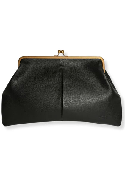 American Leather Co Grace Black Oversized Clutch | The Willow Tree