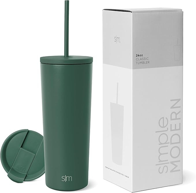 Simple Modern Insulated Tumbler with Lid and Straw | Iced Coffee Cup Reusable Stainless Steel Wat... | Amazon (US)