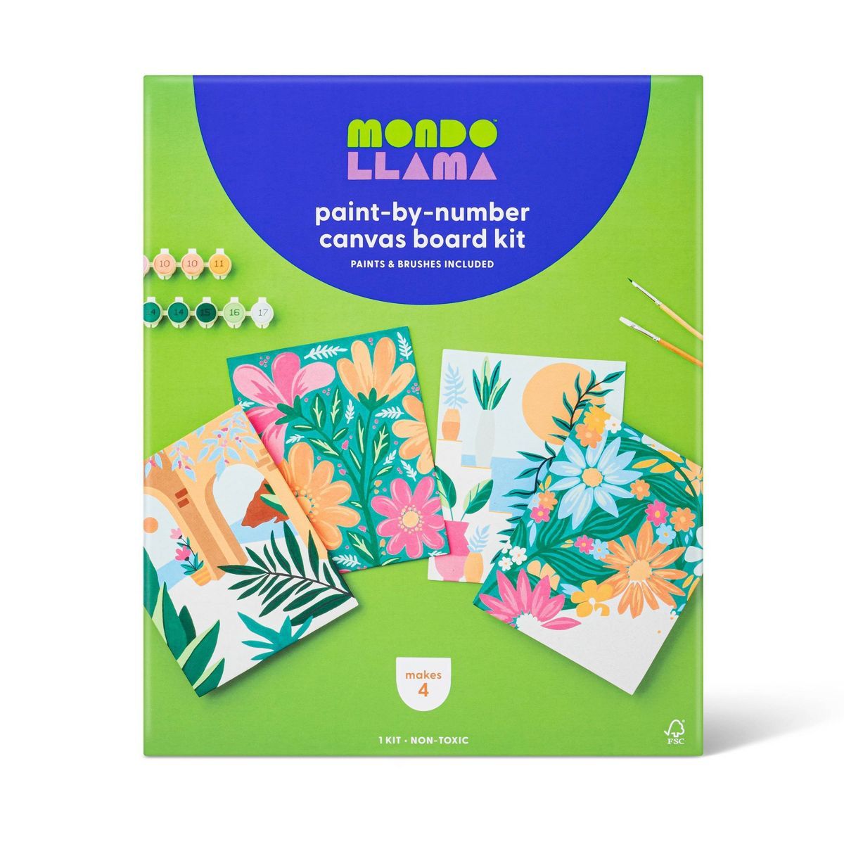 4pk Paint by Number Canvas boards Floral - Mondo Llama™ | Target