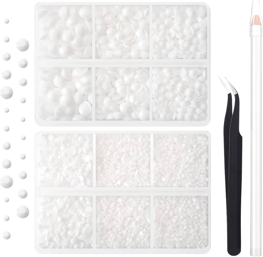 10000PCs 2-6MM White Resin Flat Back Rhinestones, Round Non Hotfix Resin Rhinestones Nail Gems St... | Amazon (US)