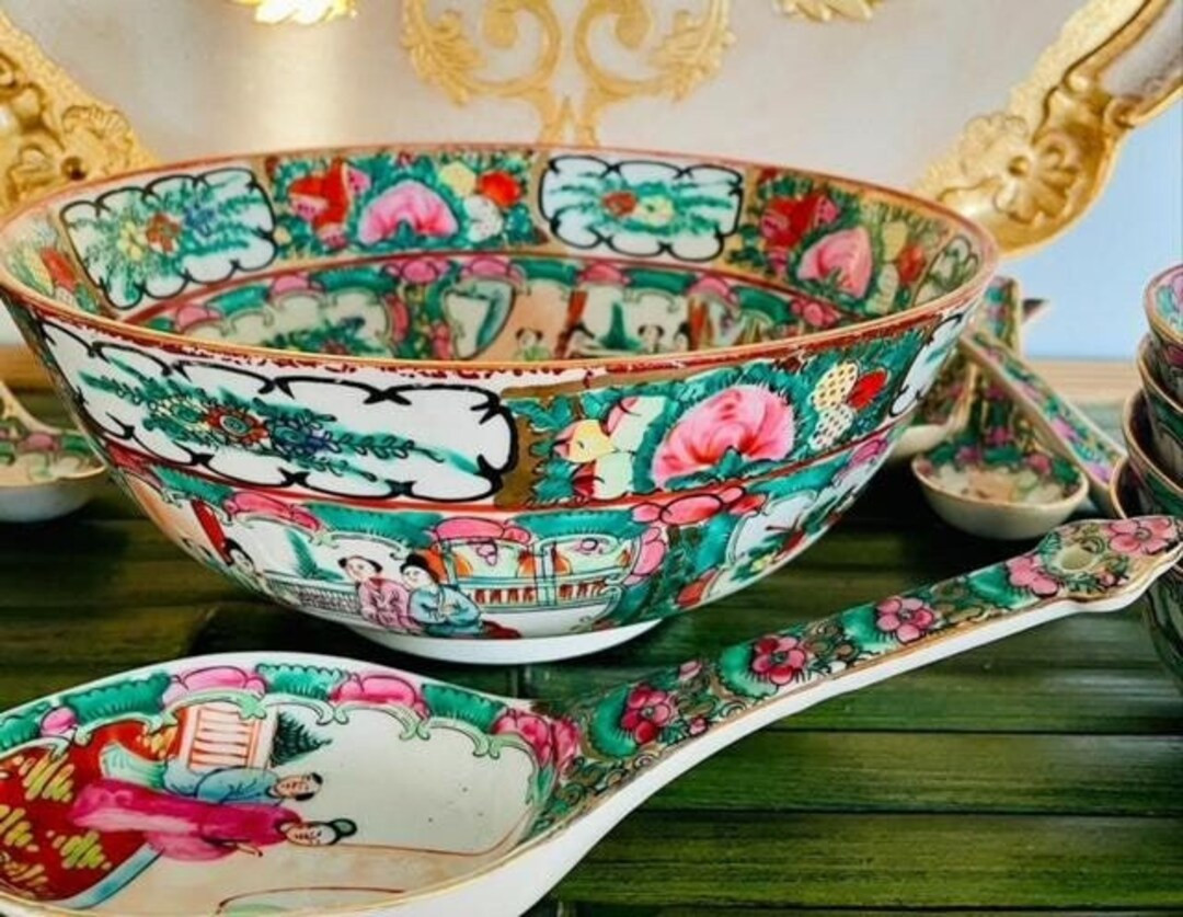 Rose Medallion Bowl Vintage Rose Medallion Chinoiserie Decor Chinoiserie Chic Chinoiserie Accent ... | Etsy (US)