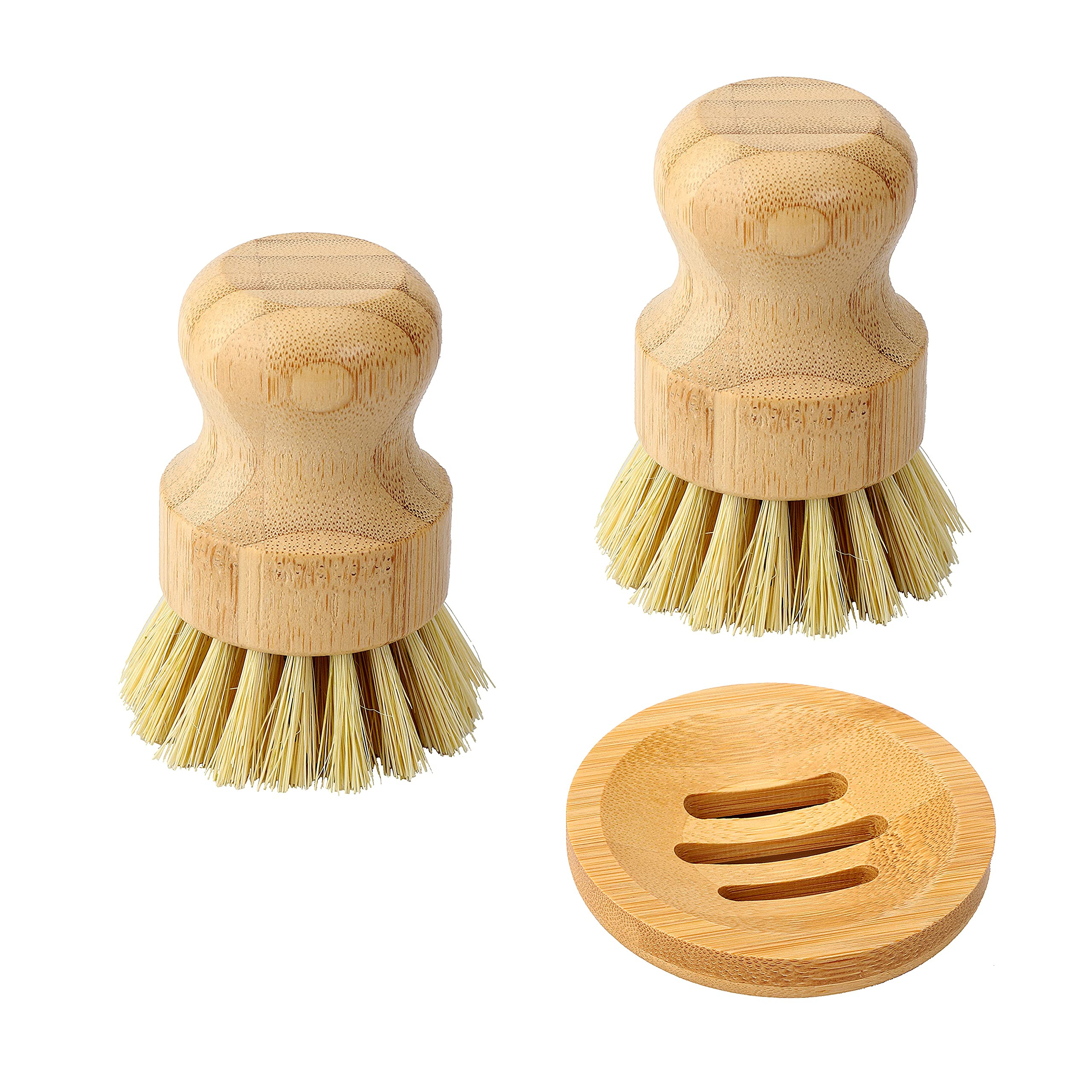 Bamboo Tableware Scrub Brush with Wooden Soap Dispenser, Kitchen Tableware Cleaning Brush Set for... | Amazon (DE)