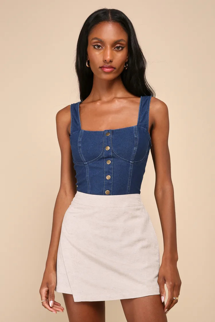 Breeziest Beauty Beige Linen High-Rise Skort | Lulus