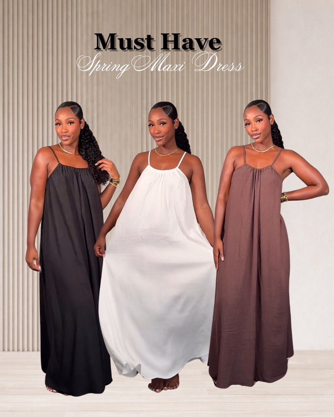 These dress are so cute! Had to get it in 3 different colors! 🖤🤎🤍 #maxidress

#LTKSeasonal #LTKootd