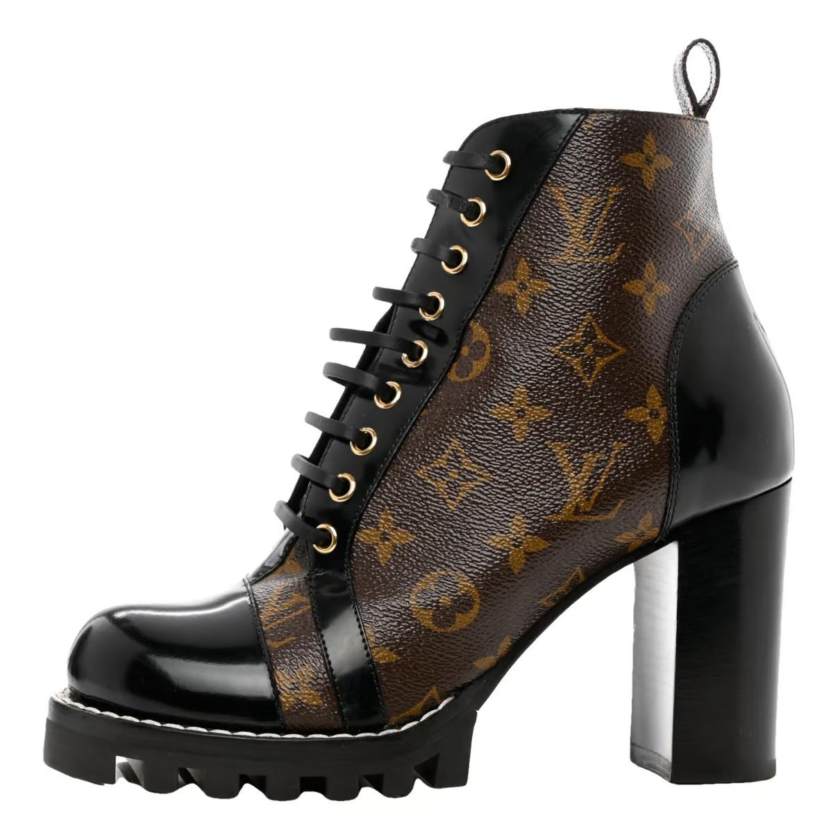 Star trail leather lace up boots Louis Vuitton Black size 38.5 EU in Leather - 37558930 | Vestiaire Collective (Global)