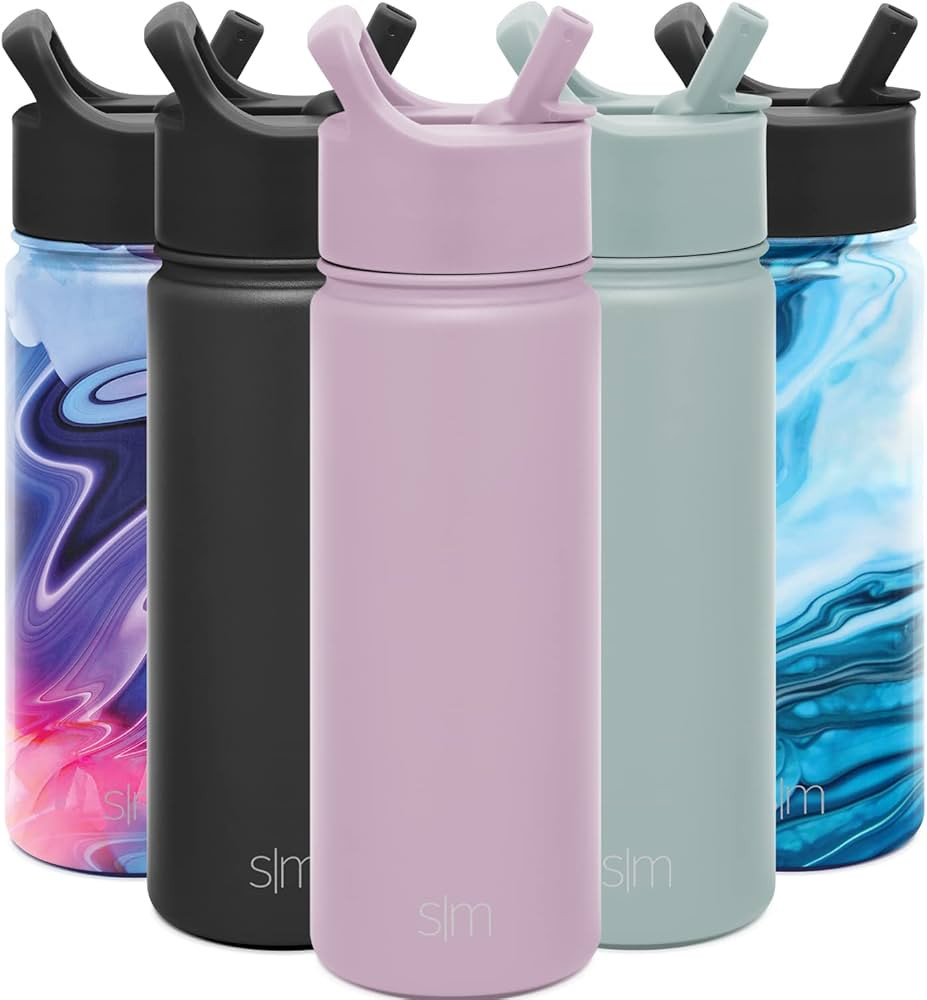 Amazon.com: Simple Modern Kids Water Bottle with Straw Lid Vacuum Insulated Stainless Steel Metal... | Amazon (US)
