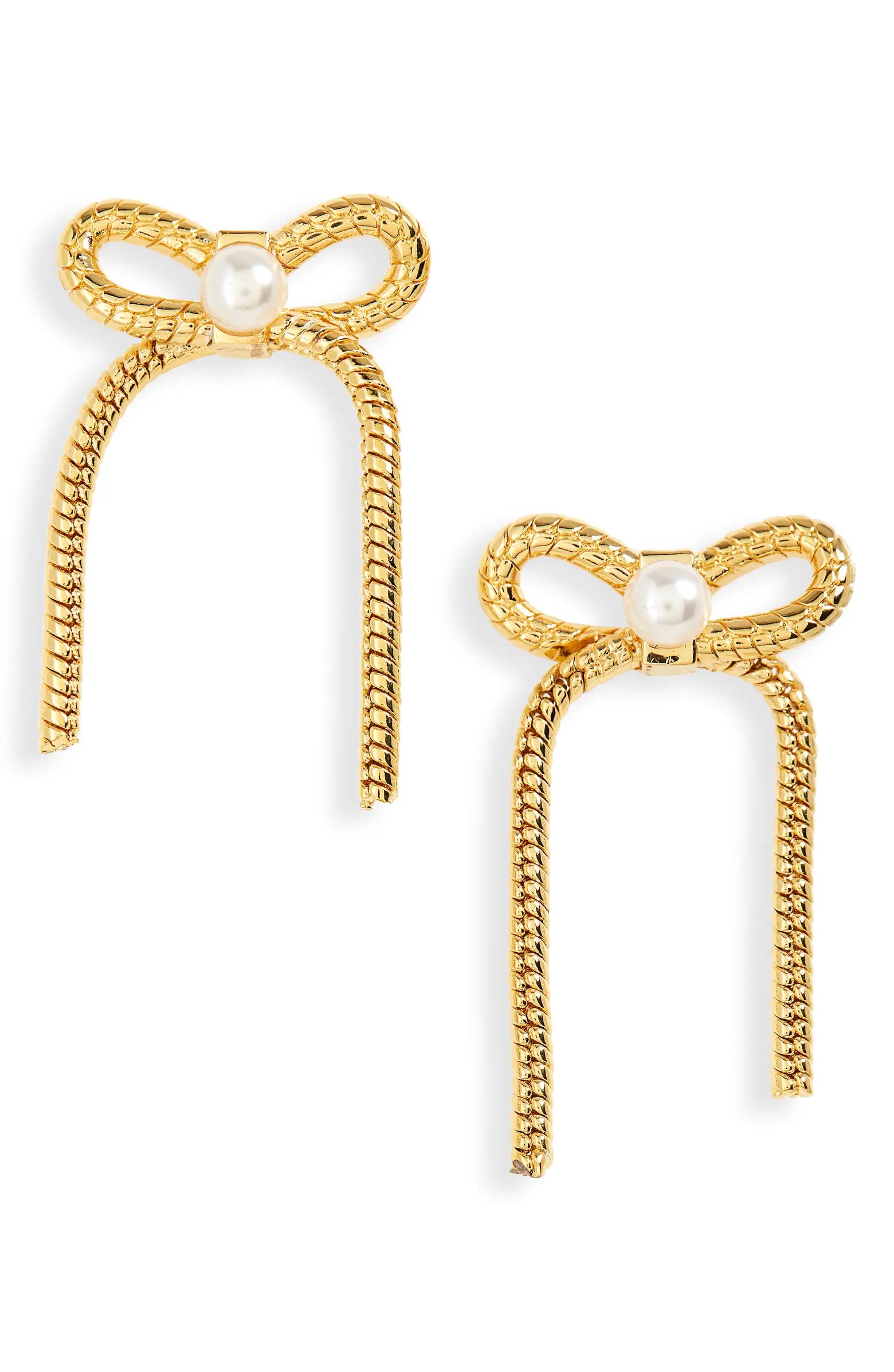 Lele Sadoughi Imitation Pearl Bow Stud Earrings | Nordstrom | Nordstrom