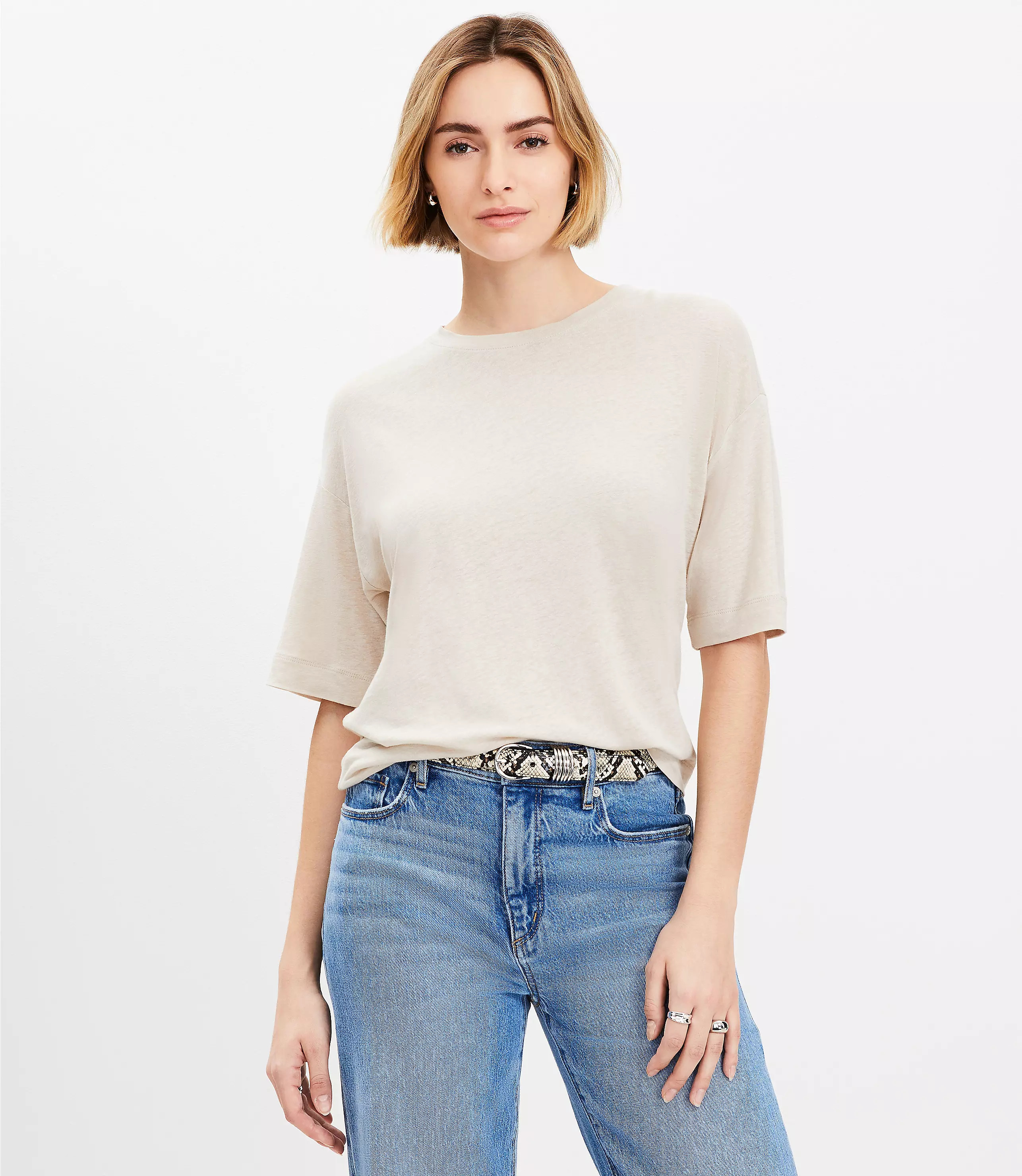 Linen Blend Modern Tee | LOFT