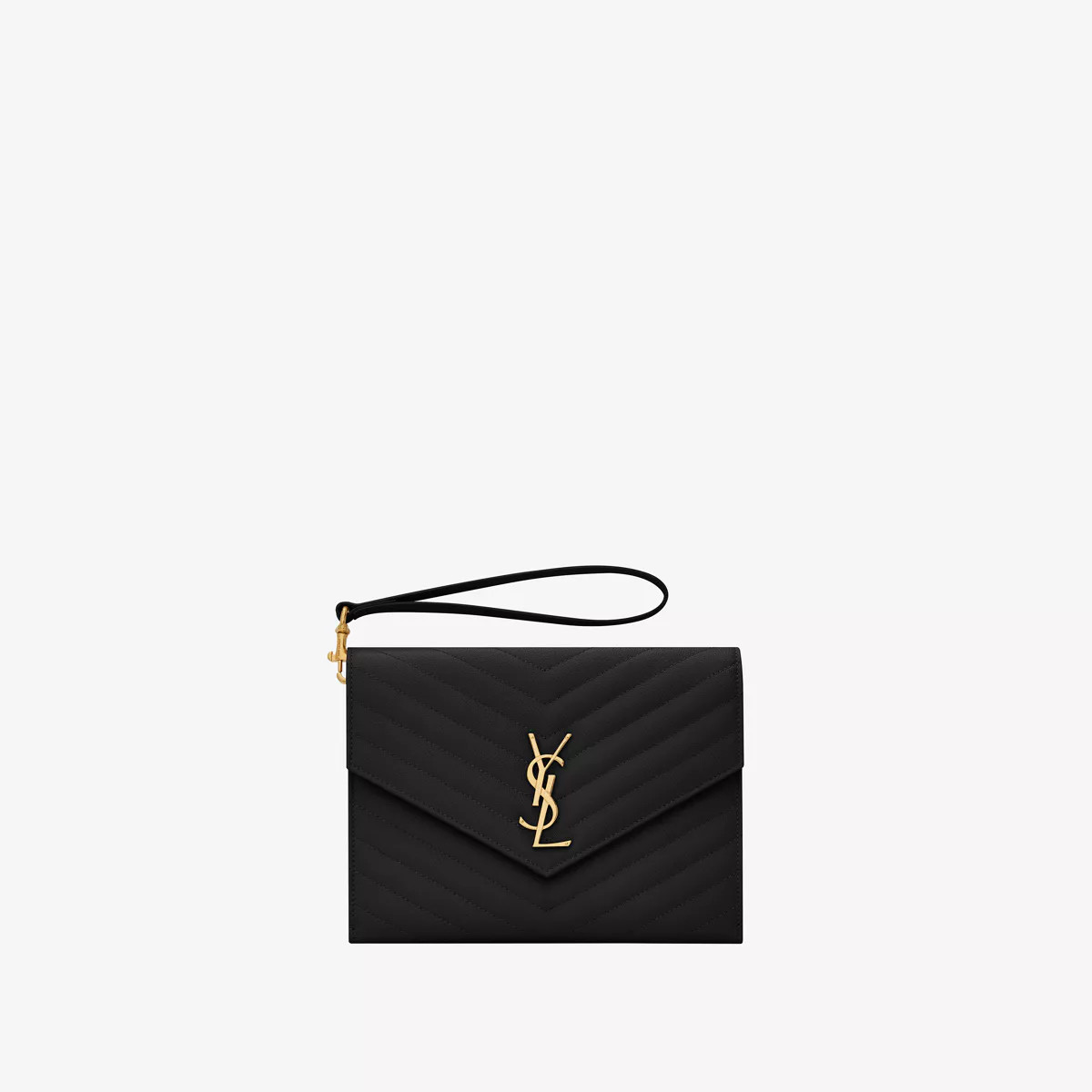 Cassandre Saint Laurent Matelassé Flap Pouch In Quilted Grain De Poudre Embossed Leather Black One S | Saint Laurent Inc. (Global)