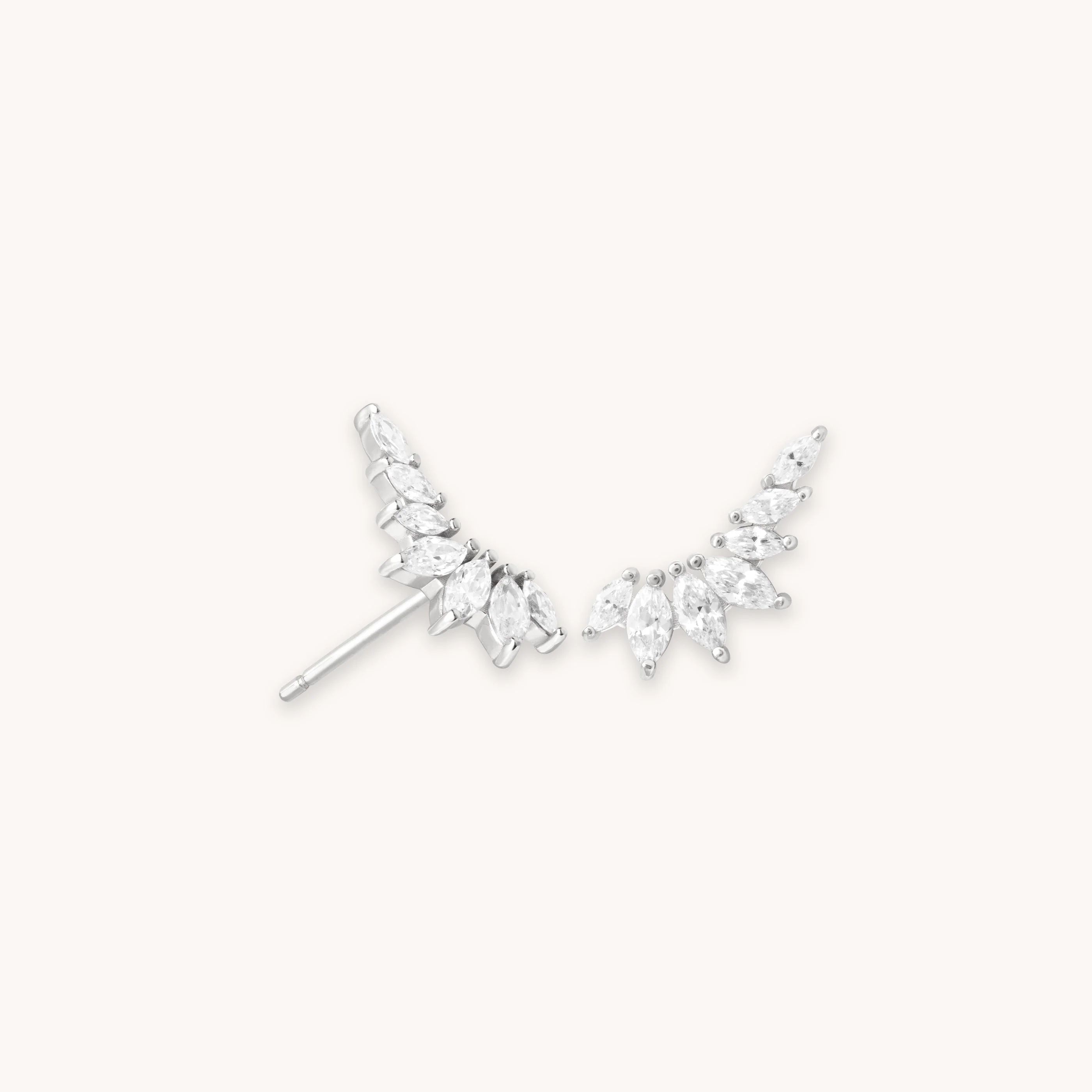 Glimmer Navette Stud Earrings in Silver | Astrid and Miyu