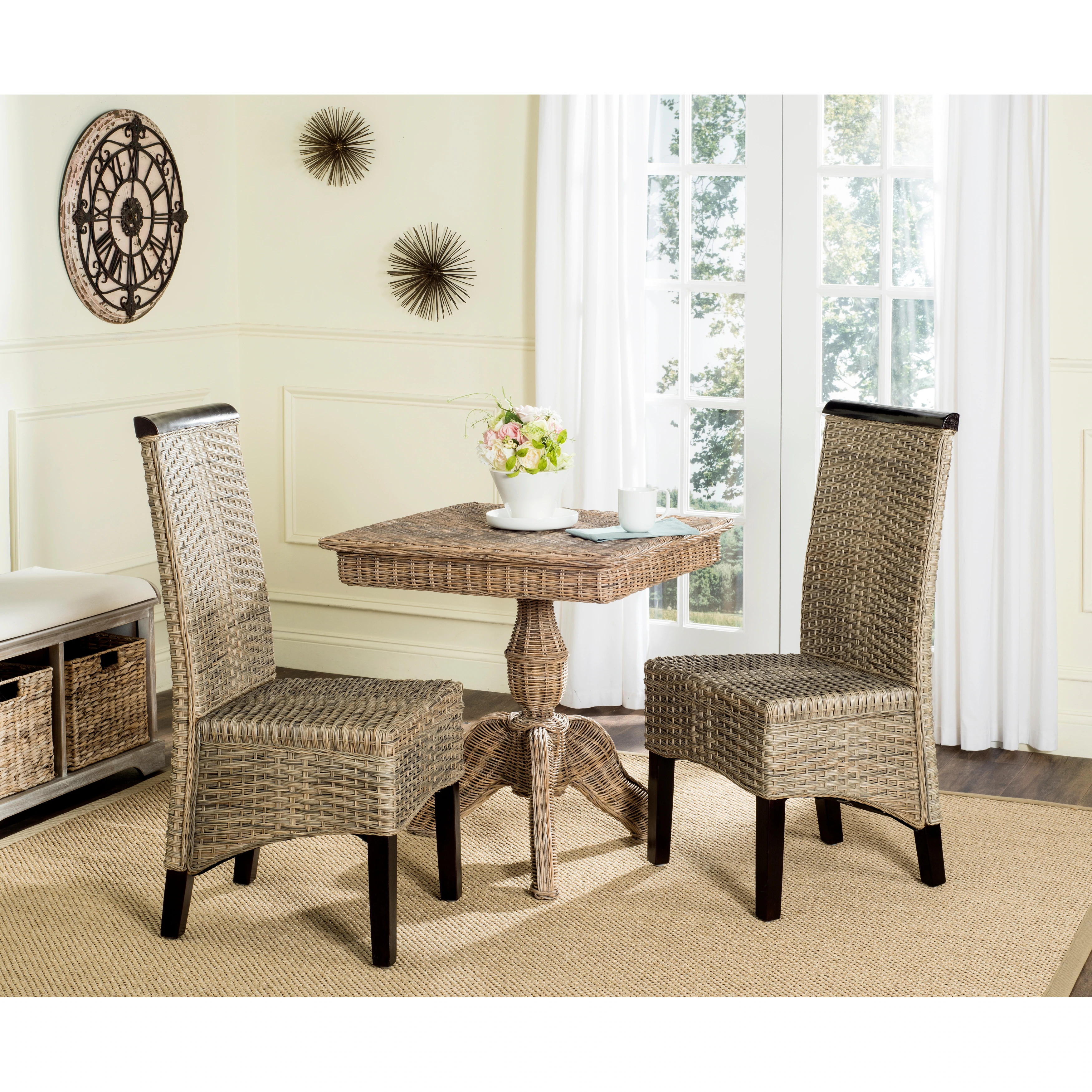 SAFAVIEH Gunvor Grey Wicker Dining Chair (Set of 2) - 17.3" x 24" x 39.3" - 17Wx24Dx39H - Oversto... | Overstock