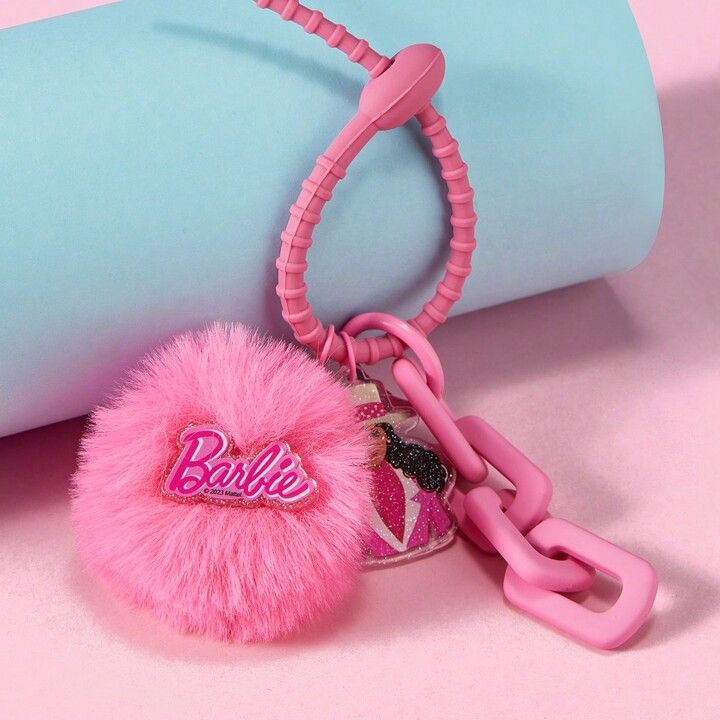 Miniso Barbie Shining Collection Fluffy Keychain (Pink) | SHEIN