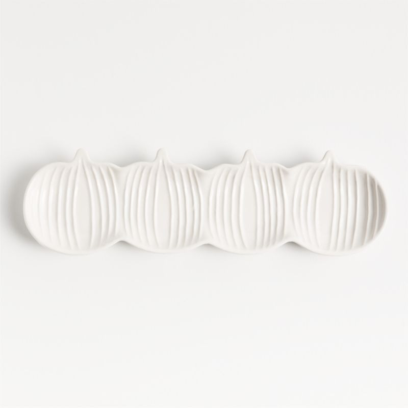 White Ceramic Pumpkin Serving Tray | Crate & Barrel | Crate & Barrel