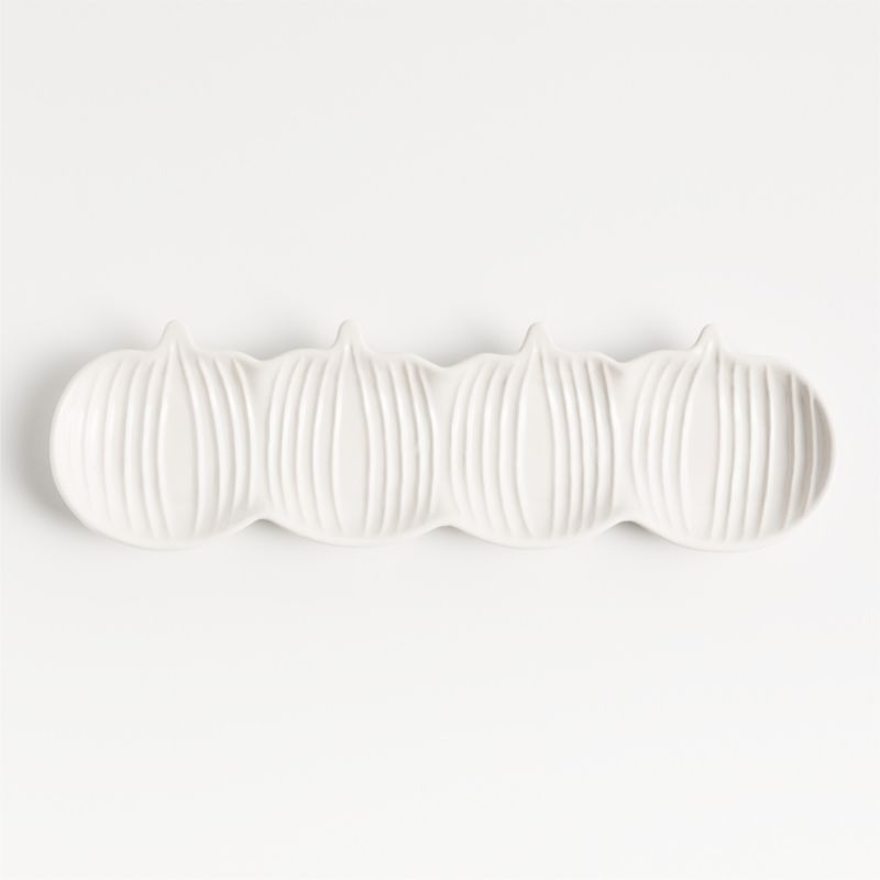 White Ceramic Pumpkin Serving Tray + Reviews | Crate & Barrel | Crate & Barrel