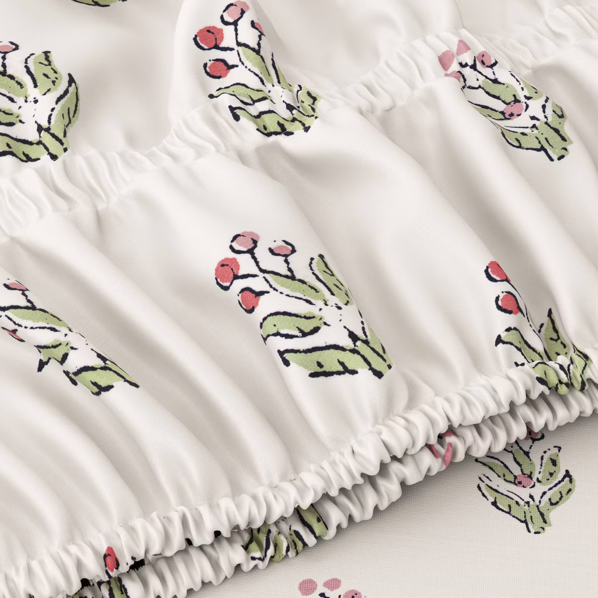 310 Thread Count Teen Block Print Ruffle Sheet Set Pink/Cream - Threshold™ designed with Studio... | Target