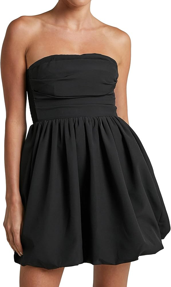 MISSACTIVER Women's Strapless Tube Top Mini Dress Ruched Sleeveless Off Shoulder Flared Short Dre... | Amazon (US)