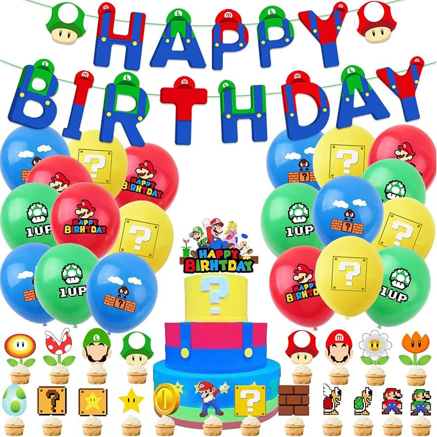 Mario bros Birthday Party Supplies, Kids Party Favors for Boy Girl, 42Pcs Mario Bros Theme Childr... | Amazon (US)