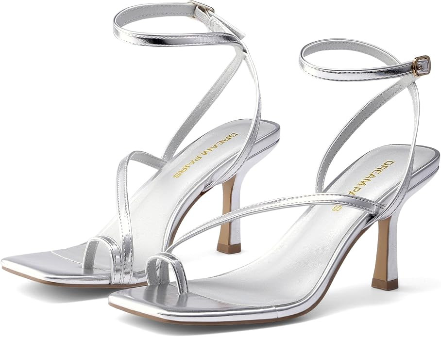 DREAM PAIRS Women's Kitten Low Heel Sandals | Square Open Toe Adjustable Ankle Strappy Summer San... | Amazon (US)