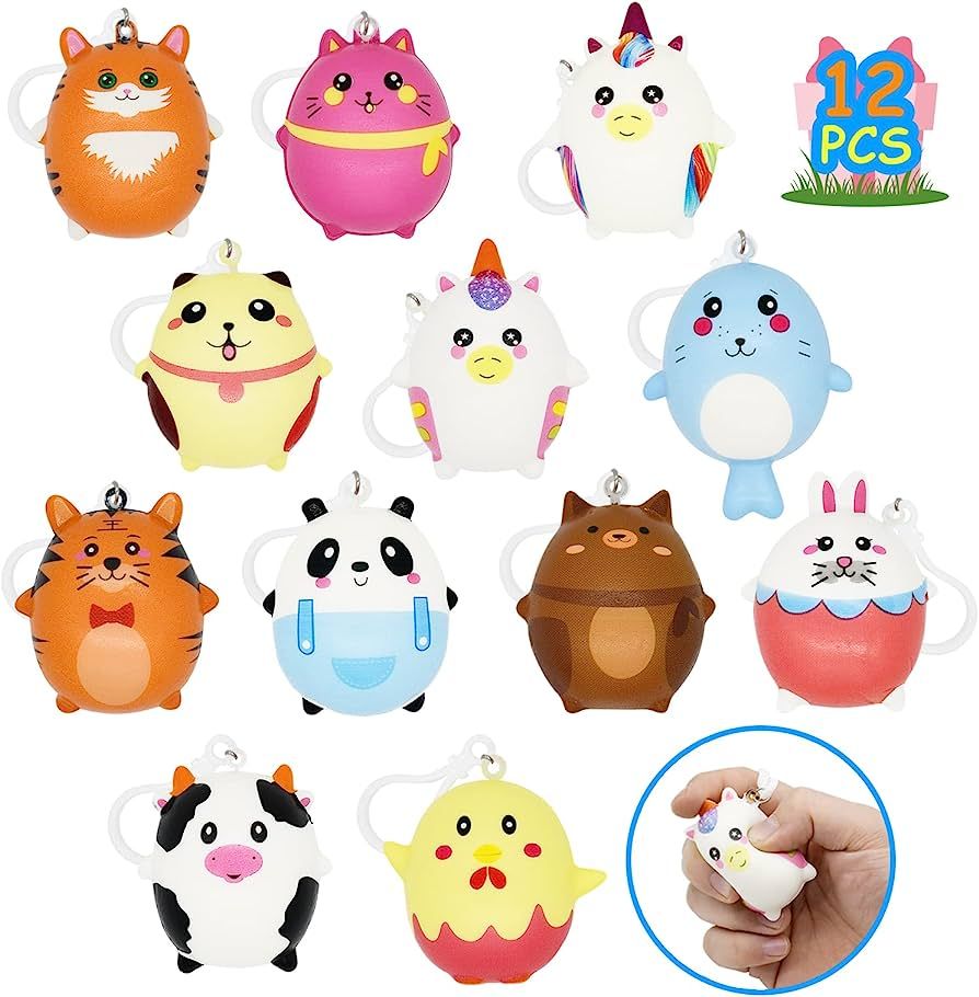 CHMYWJ 12 Pcs Squishy Toys for Kids and Adults,Slow Rising Animal with Keychain for Kids Party , ... | Amazon (US)