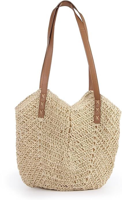 Oweisong Hobo Straw Woven Handbag for Women Large Summer Beach Tote Bag Causal Handmade Handle Sh... | Amazon (US)
